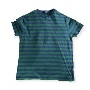 Polo by Ralph Lauren Men's Green and Blue Striped Shirt